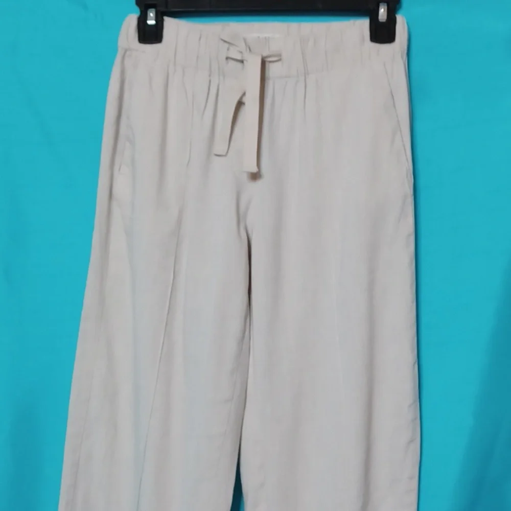BABATON Women's Lt Beige Linen Blend Elastic Waist Pants. Size XS